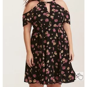 Torrid Neon Floral on Black Lightweight Dress